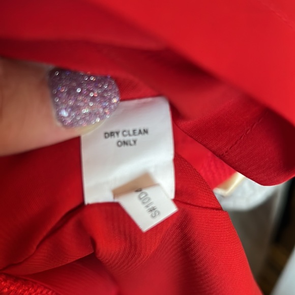 Kay Unger red silk dress with ruffle accent size 10 - Picture 14 of 15